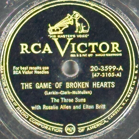 The Three Suns - The Game Of Broken Hearts - 20-3599 RCA Victor Shellac 78 RPM - Picture 2 of 4